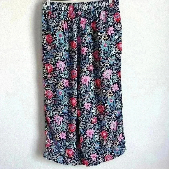 LOFT Women's Floral Wide Leg Crop in Spring Bloom Pants with Pockets Size MP - Picture 5 of 10